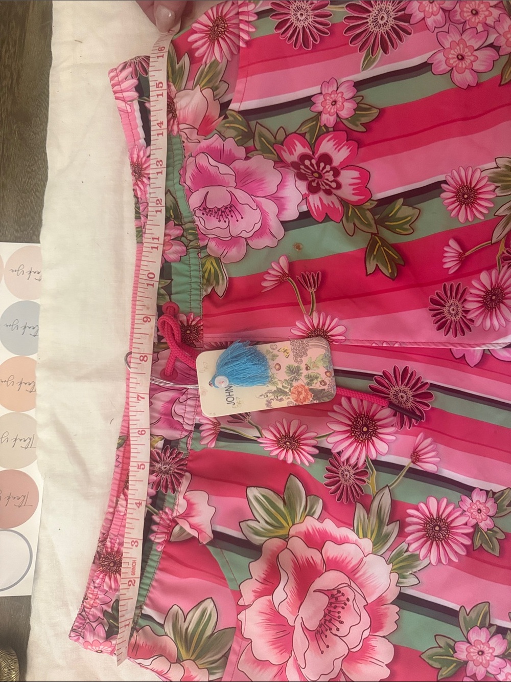 Women’s Pink Floral Drawstring Board Shorts - Picture 5 of 5